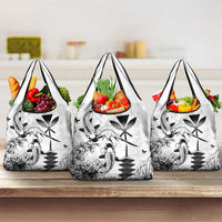 Japan And Hawaii Grocery Bag Sakura Koi Fish Hawaiian Lei Kanaka LT14 3-pack One Size White - Polynesian Pride