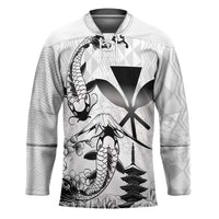 Japan And Hawaii Hockey Jersey Sakura Koi Fish Hawaiian Lei Kanaka LT14 Unisex White - Polynesian Pride