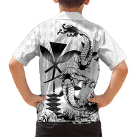 Japan And Hawaii Kid Hawaiian Shirt Sakura Koi Fish Hawaiian Lei Kanaka - Polynesian Pride