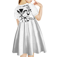 Japan And Hawaii Kid Short Sleeve Dress Sakura Koi Fish Hawaiian Lei Kanaka - Polynesian Pride