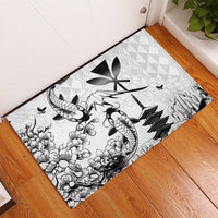 Japan And Hawaii Rubber Doormat Sakura Koi Fish Hawaiian Lei Kanaka LT14 - Polynesian Pride