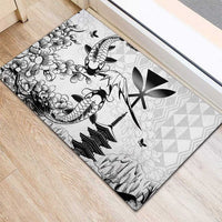 Japan And Hawaii Rubber Doormat Sakura Koi Fish Hawaiian Lei Kanaka LT14 - Polynesian Pride