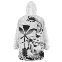 Japan And Hawaii Wearable Blanket Hoodie Sakura Koi Fish Hawaiian Lei Kanaka LT14 - Polynesian Pride