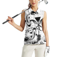Japan And Hawaii Women Sleeveless Polo Shirt Sakura Koi Fish Hawaiian Lei Kanaka - Polynesian Pride