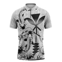 Japan And Hawaii Zipper Polo Shirt Sakura Koi Fish Hawaiian Lei Kanaka LT14 White - Polynesian Pride