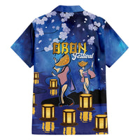 Japan Obon Festival Family Matching Off The Shoulder Long Sleeve Dress and Hawaiian Shirt Sakura Lanterns With Bon Dance - Polynesian Pride