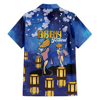 Japan Obon Festival Family Matching Off Shoulder Maxi Dress and Hawaiian Shirt Sakura Lanterns With Bon Dance - Polynesian Pride