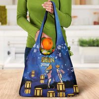 Japan Obon Festival Grocery Bag Sakura Lanterns With Bon Dance LT14 - Polynesian Pride