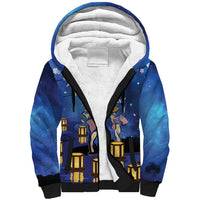 Japan Obon Festival Sherpa Hoodie Sakura Lanterns With Bon Dance LT14 Unisex Blue - Polynesian Pride