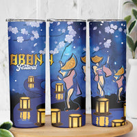 Japan Obon Festival Skinny Tumbler Sakura Lanterns With Bon Dance - Polynesian Pride
