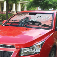Personalised Japan Samurai Warrior Auto Sun Shade Japanese Cherry Blossom Polynesian Pattern LT14 - Polynesian Pride