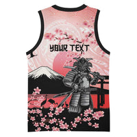 Personalised Japan Samurai Warrior Basketball Jersey Japanese Cherry Blossom Polynesian Pattern LT14 - Polynesian Pride