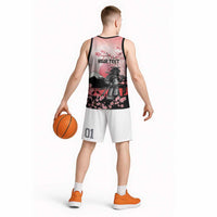 Personalised Japan Samurai Warrior Basketball Jersey Japanese Cherry Blossom Polynesian Pattern LT14 - Polynesian Pride