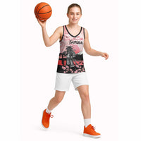 Personalised Japan Samurai Warrior Basketball Jersey Japanese Cherry Blossom Polynesian Pattern LT14 - Polynesian Pride