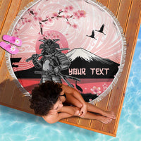 Personalised Japan Samurai Warrior Beach Blanket Japanese Cherry Blossom Polynesian Pattern LT14 - Polynesian Pride