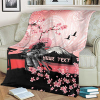 Personalised Japan Samurai Warrior Blanket Japanese Cherry Blossom Polynesian Pattern - Polynesian Pride