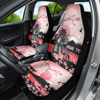 Personalised Japan Samurai Warrior Car Seat Cover Japanese Cherry Blossom Polynesian Pattern - Polynesian Pride