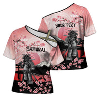 Personalised Japan Samurai Warrior Cross Shoulder Shirt Japanese Cherry Blossom Polynesian Pattern LT14 - Polynesian Pride