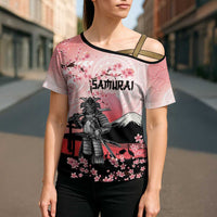 Personalised Japan Samurai Warrior Cross Shoulder Shirt Japanese Cherry Blossom Polynesian Pattern LT14 - Polynesian Pride
