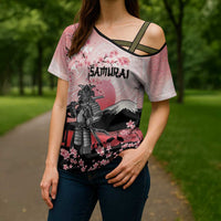Personalised Japan Samurai Warrior Cross Shoulder Shirt Japanese Cherry Blossom Polynesian Pattern LT14 - Polynesian Pride