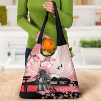 Personalised Japan Samurai Warrior Grocery Bag Japanese Cherry Blossom Polynesian Pattern LT14 - Polynesian Pride