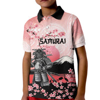 Personalised Japan Samurai Warrior Kid Polo Shirt Japanese Cherry Blossom Polynesian Pattern - Polynesian Pride