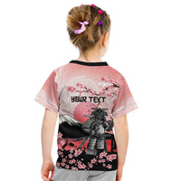 Personalised Japan Samurai Warrior Kid T Shirt Japanese Cherry Blossom Polynesian Pattern - Polynesian Pride