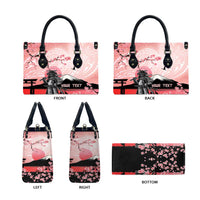 Personalised Japan Samurai Warrior Leather Bag Japanese Cherry Blossom Polynesian Pattern - Polynesian Pride