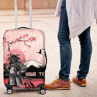 Personalised Japan Samurai Warrior Luggage Cover Japanese Cherry Blossom Polynesian Pattern - Polynesian Pride