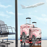 Personalised Japan Samurai Warrior Luggage Cover Japanese Cherry Blossom Polynesian Pattern - Polynesian Pride