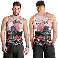 Personalised Japan Samurai Warrior Men Tank Top Japanese Cherry Blossom Polynesian Pattern LT14 - Polynesian Pride