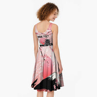 Personalised Japan Samurai Warrior Midi Dress Japanese Cherry Blossom Polynesian Pattern - Polynesian Pride