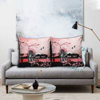 Personalised Japan Samurai Warrior Pillow Cover Japanese Cherry Blossom Polynesian Pattern - Polynesian Pride