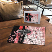 Personalised Japan Samurai Warrior Puzzle Japanese Cherry Blossom Polynesian Pattern LT14 - Polynesian Pride