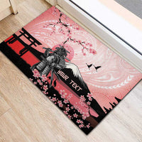 Personalised Japan Samurai Warrior Rubber Doormat Japanese Cherry Blossom Polynesian Pattern LT14 - Polynesian Pride