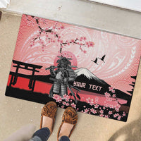 Personalised Japan Samurai Warrior Rubber Doormat Japanese Cherry Blossom Polynesian Pattern LT14 - Polynesian Pride