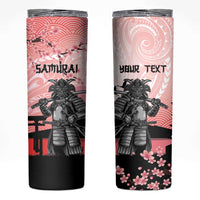 Personalised Japan Samurai Warrior Skinny Tumbler Japanese Cherry Blossom Polynesian Pattern - Polynesian Pride