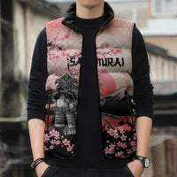 Personalised Japan Samurai Warrior Sleeveless Puffer Jacket Japanese Cherry Blossom Polynesian Pattern LT14 - Polynesian Pride