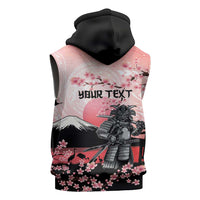 Personalised Japan Samurai Warrior Sleeveless Zip Hoodie Japanese Cherry Blossom Polynesian Pattern LT14 - Polynesian Pride