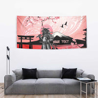 Personalised Japan Samurai Warrior Tapestry Japanese Cherry Blossom Polynesian Pattern - Polynesian Pride