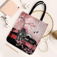 Personalised Japan Samurai Warrior Tote Bag Japanese Cherry Blossom Polynesian Pattern - Polynesian Pride