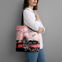 Personalised Japan Samurai Warrior Tote Bag Japanese Cherry Blossom Polynesian Pattern - Polynesian Pride