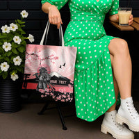 Personalised Japan Samurai Warrior Tote Bag Japanese Cherry Blossom Polynesian Pattern - Polynesian Pride