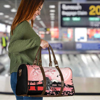Personalised Japan Samurai Warrior Travel Bag Japanese Cherry Blossom Polynesian Pattern - Polynesian Pride