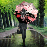 Personalised Japan Samurai Warrior Umbrella Japanese Cherry Blossom Polynesian Pattern - Polynesian Pride