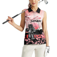 Personalised Japan Samurai Warrior Women Sleeveless Polo Shirt Japanese Cherry Blossom Polynesian Pattern - Polynesian Pride