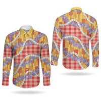 Hawaii Kahili Palaka Motifs Couples Matching Mermaid Dress and Long Sleeve Button Shirt Hawaiian Honohono Pikake Lei LT14 - Polynesian Pride