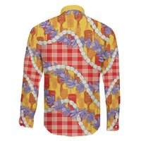 Hawaii Kahili Palaka Motifs Family Matching Long Sleeve Bodycon Dress and Hawaiian Shirt Hawaiian Honohono Pikake Lei LT14 Son's Shirt Red - Polynesian Pride