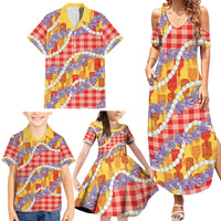Hawaii Kahili Palaka Motifs Family Matching Summer Maxi Dress and Hawaiian Shirt Hawaiian Honohono Pikake Lei LT14 - Polynesian Pride