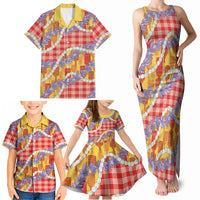 Hawaii Kahili Palaka Motifs Family Matching Tank Maxi Dress and Hawaiian Shirt Hawaiian Honohono Pikake Lei LT14 - Polynesian Pride